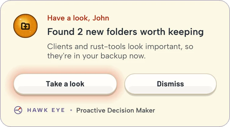 Have a look, John. Found 2 new folders worth keeping. Clients and rust-tools look important, so they're in your backup now.